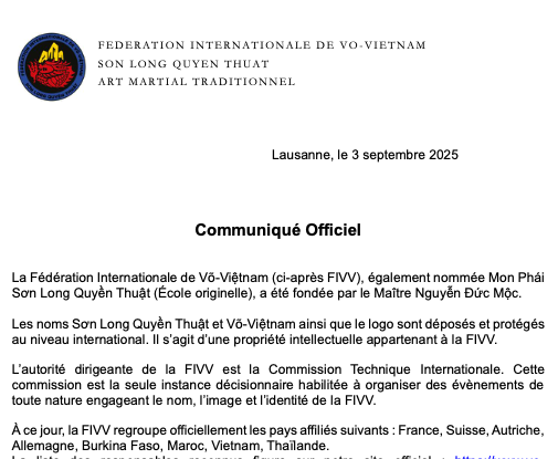 Võ-Viêtnam - Communiqué Officiel